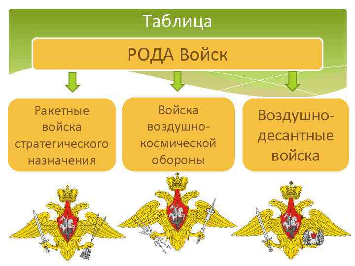 Схема видов и родов войск рф